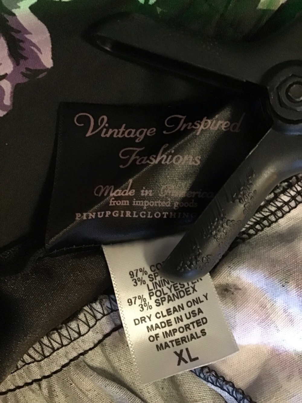 Pinup Couture Black Midi Swing Dress with Purple Rose Print - Picture 12 of 12